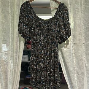 Wild Fable Black and White Smocked Mini Dress